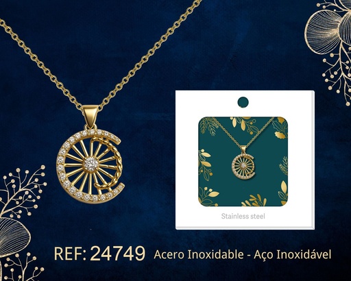 [24749] Colgante chapado en oro de 14K con circonita - Joyería premium de alta calidad