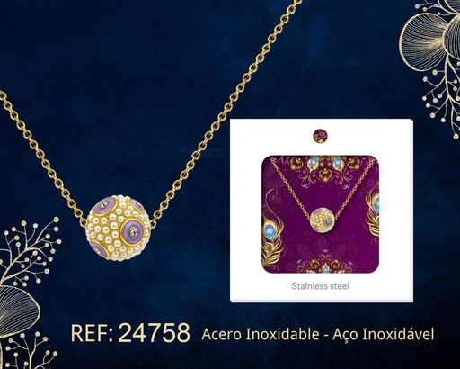 [24758] Colgante chapado en oro de 14K con circonita - Joyería premium de alta calidad