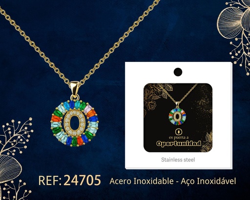 [24705] Colgante letra O chapado en oro de 14K con circonita - Joyería personalizable en oro