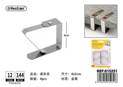 [815251] Clip para manteles 4 piezas 4*5 cm - Artículos para el hogar y clips