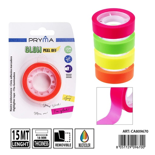 [0240095] Cinta adhesiva marcadora removible 15mx1.8cm - Material de oficina