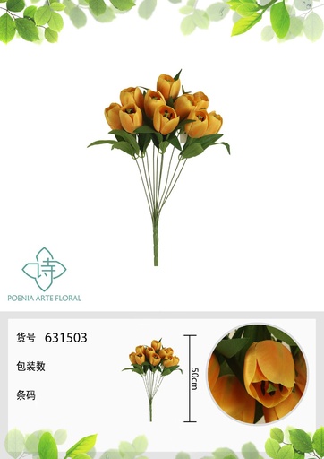 [631503.6] Ramo de 10 mini tulipanes (49 cm) - Flores artificiales decorativas