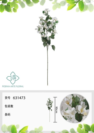 [631473-BLANCO] Vara de triángulo de flores artificiales 90 cm - Flores artificiales decorativas