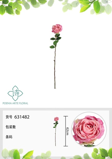 [631482-2ROSA] Vara de rosa británica 62 cm - Flores artificiales decorativas