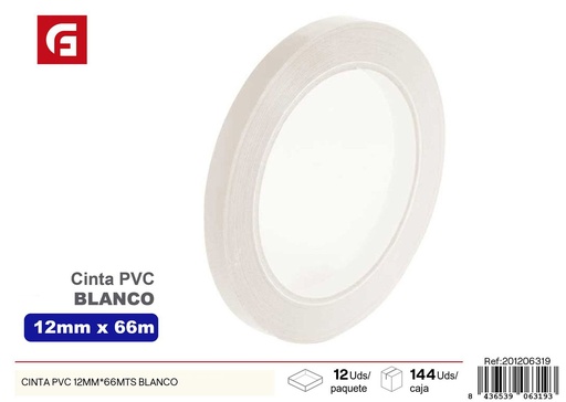 [201206319] Cinta PVC blanca 12 mm*66 m - Adhesivos y herramientas