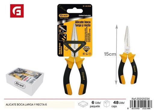 [202121234] Alicate boca larga y recta 6 pulgadas - Herramientas de ferretería y alicates