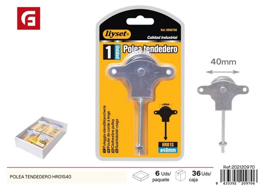 [202120970] Polea para tendedero HR01S40 galvanizada - Accesorios de ferretería y poleas