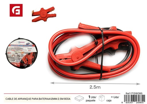 [171316085] Cable de arranque para batería 12 mm 2.5 m 800A - Accesorios de coche