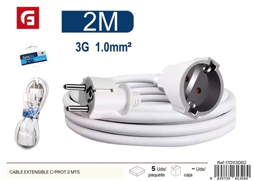 [170113060] Cable extensible con protección 2 m - Suministros eléctricos y alargadores