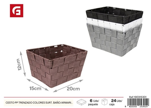 [190315301] Cesto PP trenzado colores surtidos baño/armario - Decoración y almacenamiento