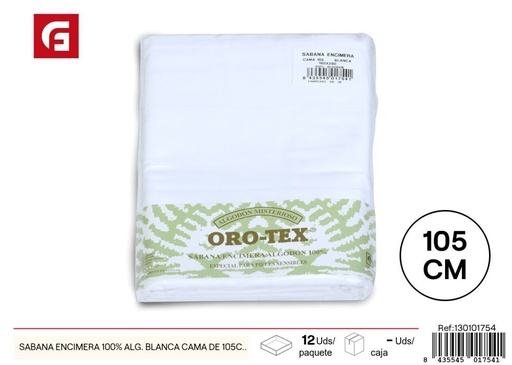 [130101754] Sábana encimera 100% algodón blanca cama 105 cm - Textiles para el hogar y ropa de cama