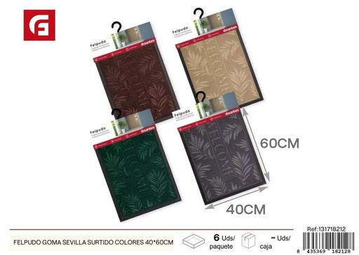 [131718212] Felpudo de goma Sevilla surtido de colores 40 x 60 cm - Textiles para el hogar y felpudos