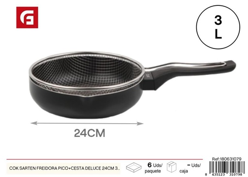 [180631079] Sartén freidora con pico y cesta Deluxe de 24 cm 3 L - Utensilios de cocina y frituras
