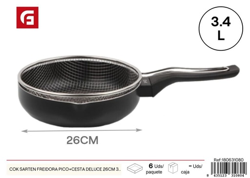 [180631080] Sartén freidora con pico y filtro 26 cm 3.4L - Utensilios de cocina y frituras