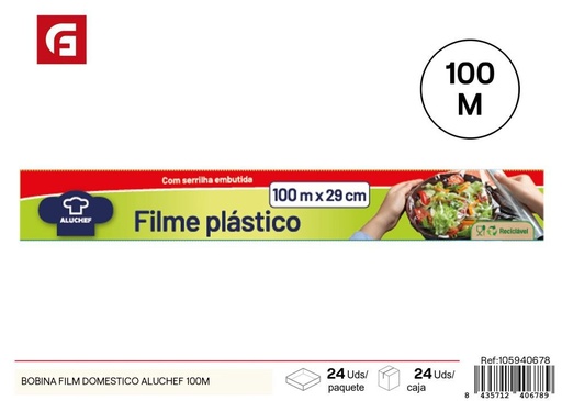 [105940678] Bobina de film doméstico Aluchef 100m - Utensilios de cocina y envolturas
