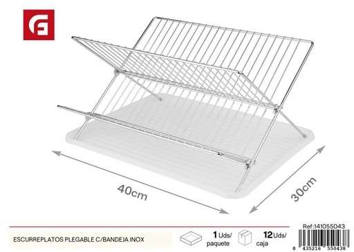 [141055043] Escurridor de platos plegable con bandeja de inoxidable - Utensilios de cocina