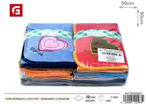 [130101563] Paño bordado de bajo costo en corazones 50x50 cm - Accesorios de limpieza