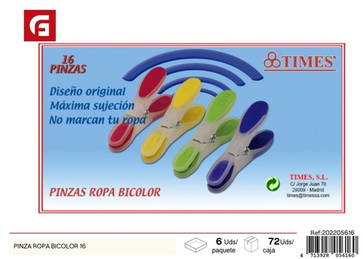 [202205616] Pinza para ropa bicolor 16 - Accesorios de limpieza y colgado