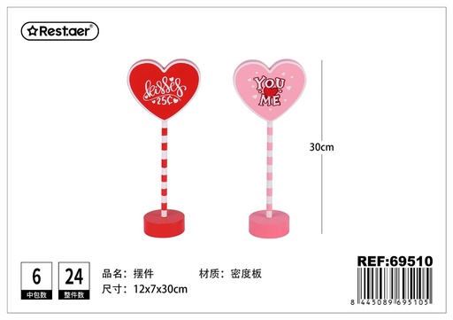 [69510] Adorno de madera para San Valentín 12x7x30 cm - Decoraciones para el Día de San Valentín