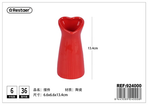 [924000] Jarrón de cerámica para San Valentín 6.5*6.5*13.2 cm - Decoración floral y jarrones