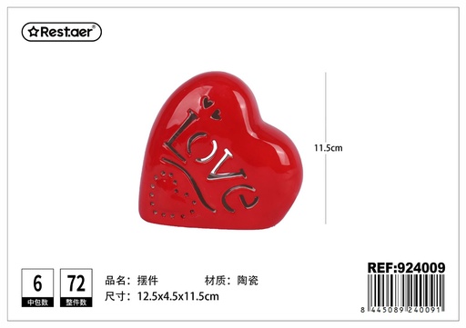 [924009] Adorno de cerámica para San Valentín 12.5x4.5x11.5 cm - Decoraciones para el Día de San Valentín