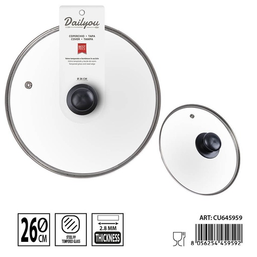 [0242201] Tapa de cristal templado para olla G de 26 cm DC Casa - Accesorios de cocina
