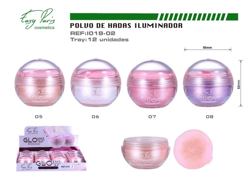 [I018-02] Polvo de Hadas "Glow Highlight" 12 Unidades - Iluminador facial