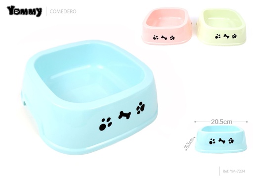 [YM7234] Comedero cuadrado para mascotas 20.5x20.5 cm - Comederos para mascotas