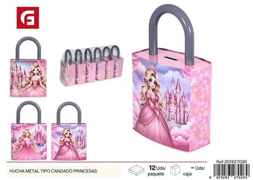 [201927026] Hucha metálica tipo candado princesas - Decoración del hogar