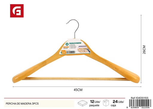 [104051155] Percha de madera individual - Perchas para ropa
