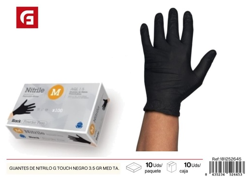 [181252645] Guantes de nitrilo G Touch negro 3.5g talla M - Accesorios de limpieza y guantes