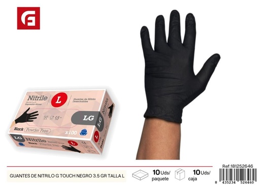 [181252646] Guantes de nitrilo G Touch negro 3.5g talla L - Accesorios de limpieza y guantes