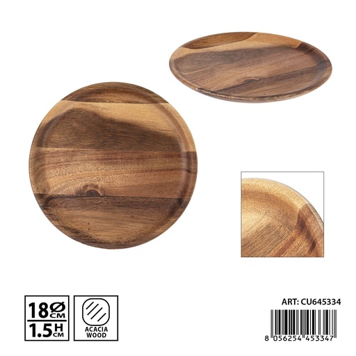 [0240327] Plato de madera de acacia 18x1.5 cm - Accesorios de cocina