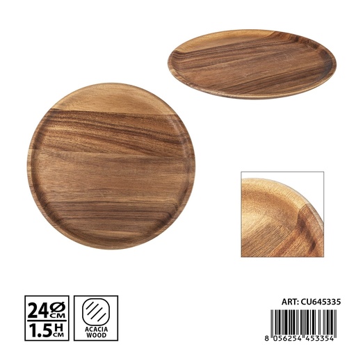 [0240328] Plato de madera acacia 24x1.5 cm - Accesorios de cocina y mesa