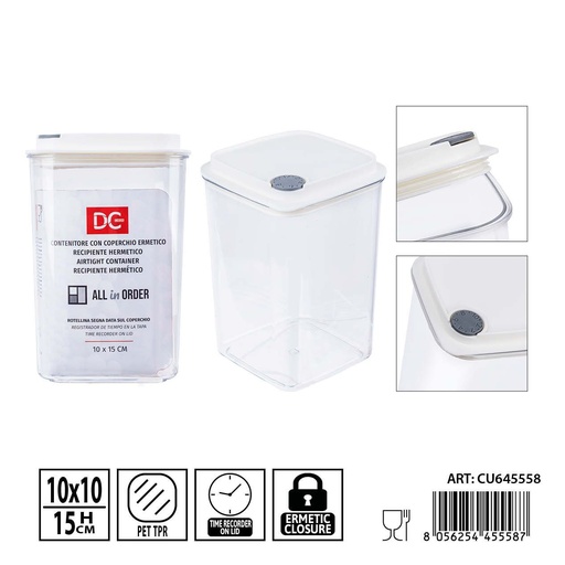 [0240232] Recipiente hermético transparente 950ml 10x15 cm - Tarro de almacenamiento para cocina