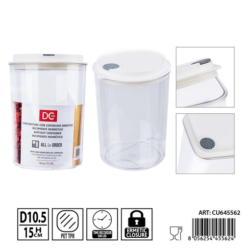 [0240236] Recipiente hermético transparente 10.5x15 cm - Tarro de almacenamiento para cocina