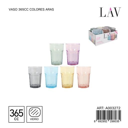 [A003272] Vaso 365cc colores Aras - Vaso versátil para usar diariamente