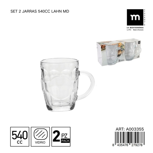 [A003355] Set de 2 jarras 540cc Lahn MD - Jarras elegante para servir