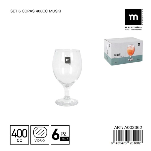 [A003362] Set de 6 copas 400cc Muski - Copas para celebrar