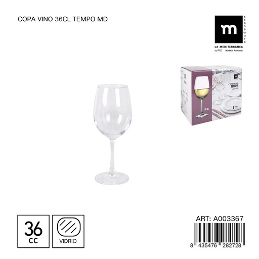 [A003367] Copa de vino de cristal 36 cl TEMPO MD - Cristalería para ocasiones especiales