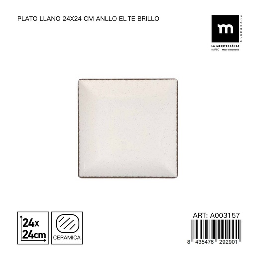 [A003157] Plato llano de cerámica 24x24 cm ANLLO Elite - Vajilla de calidad para mesas