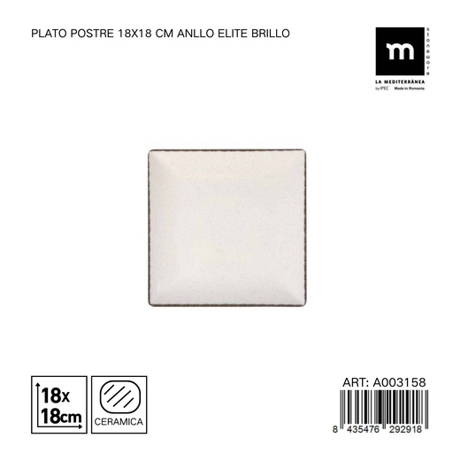 [A003158] Plato de postre de cerámica 18x18 cm ANLLO Elite - Decoración de mesa elegante