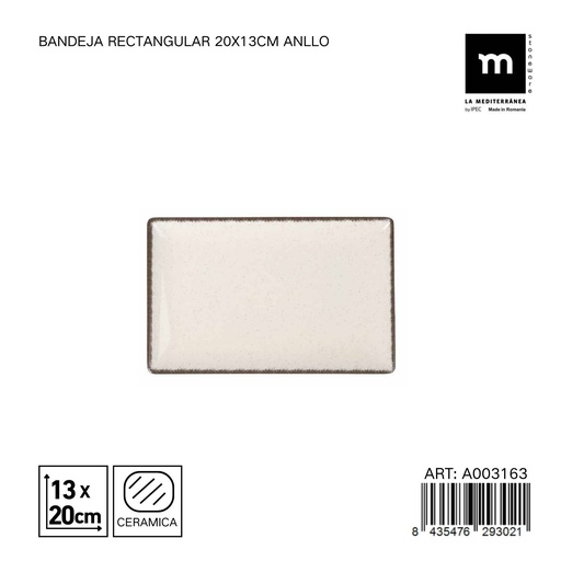 [A003163] Bandeja rectangular de cerámica 20x13 cm ANLLO - Servir con estilo
