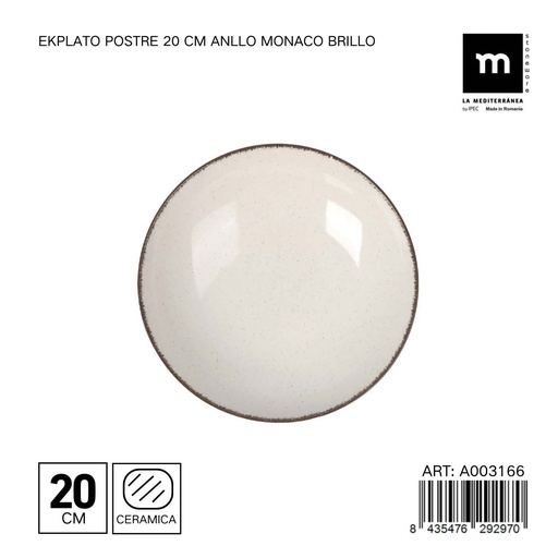[A003166] Plato de postre de cerámica 20 cm ANLLO Monaco - Vajilla decorativa para dulces
