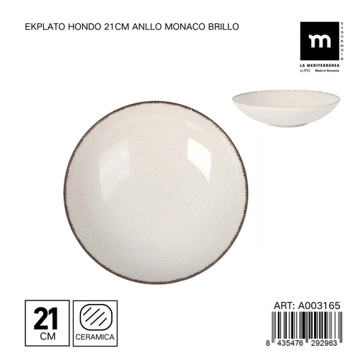 [A003165] Plato hondo de cerámica 21 cm ANLLO Monaco - Utensilios de mesa elegantes