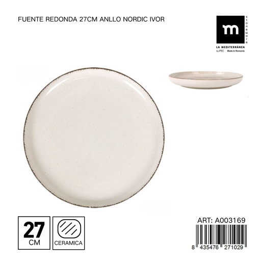 [A003169] Fuente redonda de cerámica 27 cm ANLLO NORDIC IVORY - Vajilla de diseño