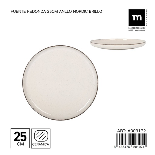 [A003172] Plato hondo de cerámica 25 cm - Fuente redonda para servicios de mesa