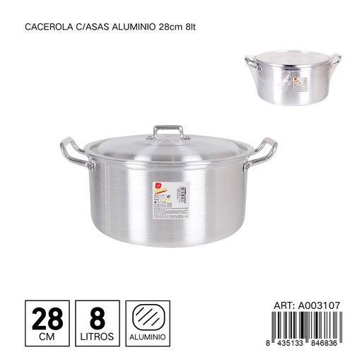 [A003107] Cacerola con tapa de aluminio 28 cm 8L - Utensilios de cocina y menaje