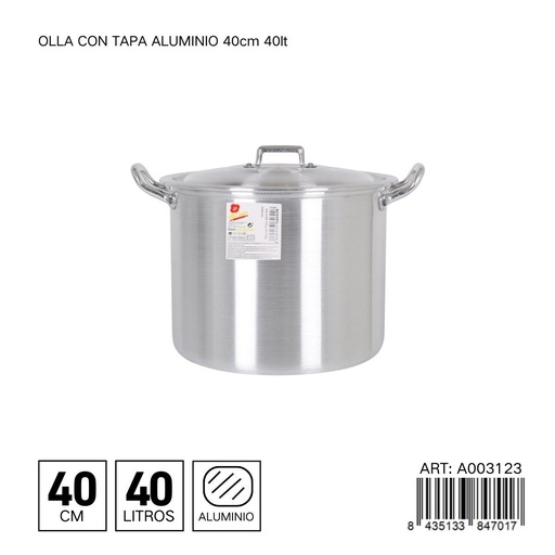[A003123] Olla de aluminio con tapa de 40 cm 40L - Utensilios de cocina