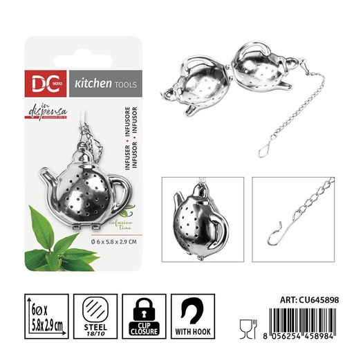 [0242058] Infusor de té estilo tetera 6x5.8x2.9 cm 16g - Accesorios para cafeteras y teteras